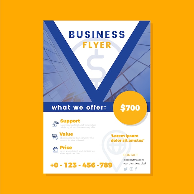 Free Vector abstract business flyer with photo