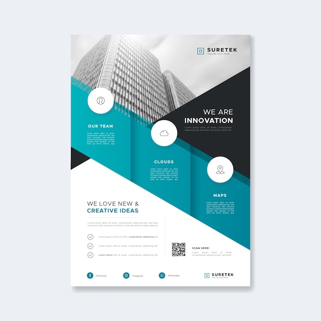 Free vector abstract business flyer with photo