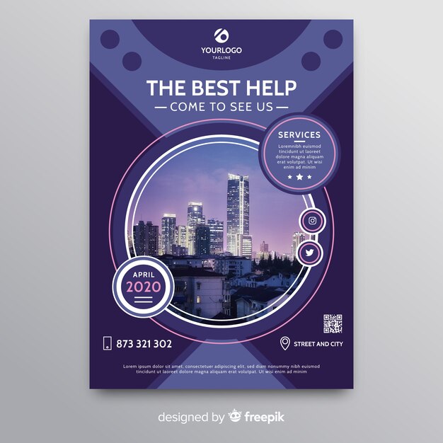 Abstract business flyer with skyscrapers