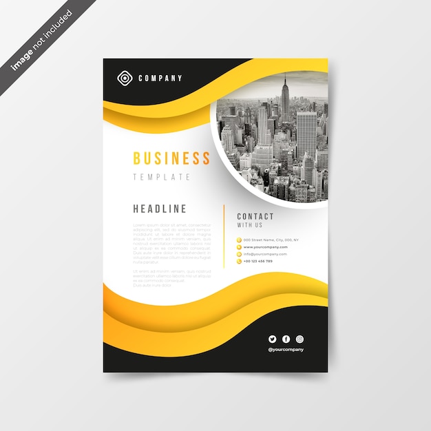 Abstract business flyer with yellow waves