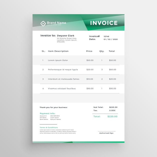 Free vector abstract business invoice template design