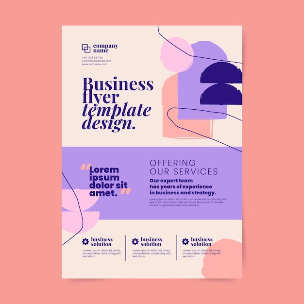 Abstract business print template with flat design shapes