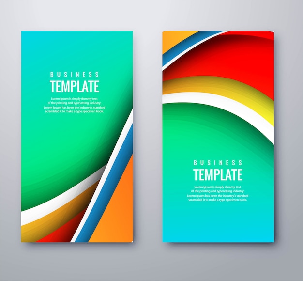 Abstract business wavy colorful banners set template design