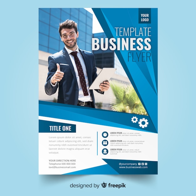 Abstract bussiness flyer with photo template