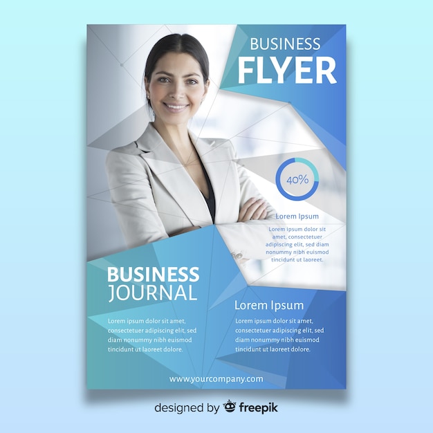 Abstract bussiness flyer with photo template