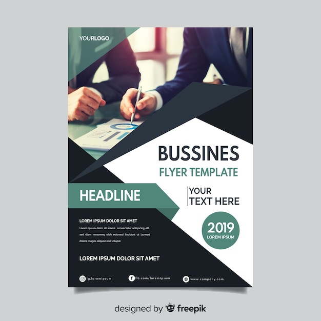 Free Vector abstract bussiness flyer with photo template