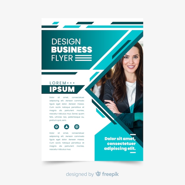 Abstract bussiness flyer with photo template