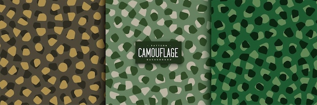 Abstract camouflage seamless patterns set