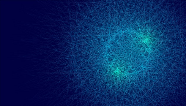 Abstract chaotic blue glowing lines background