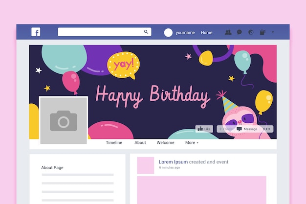 Abstract child-like birthday facebook cover