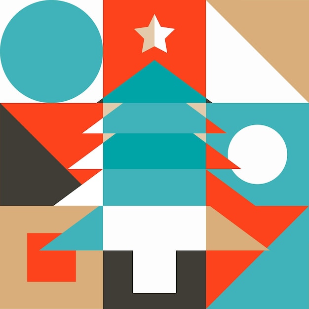 Free Vector abstract christmas tree made of shapes