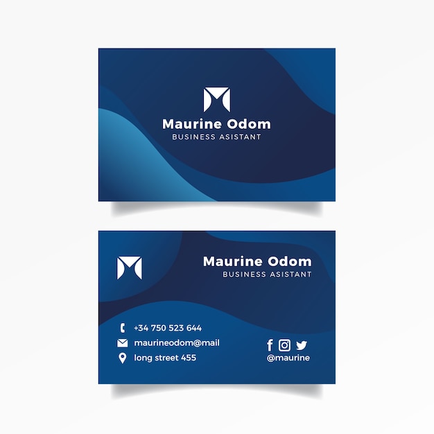 Abstract classic blue business card template