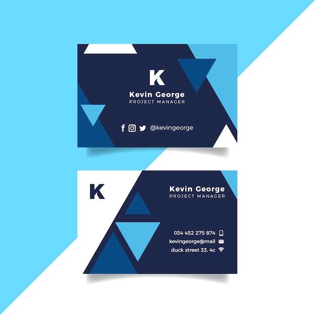 Abstract classic blue business card template