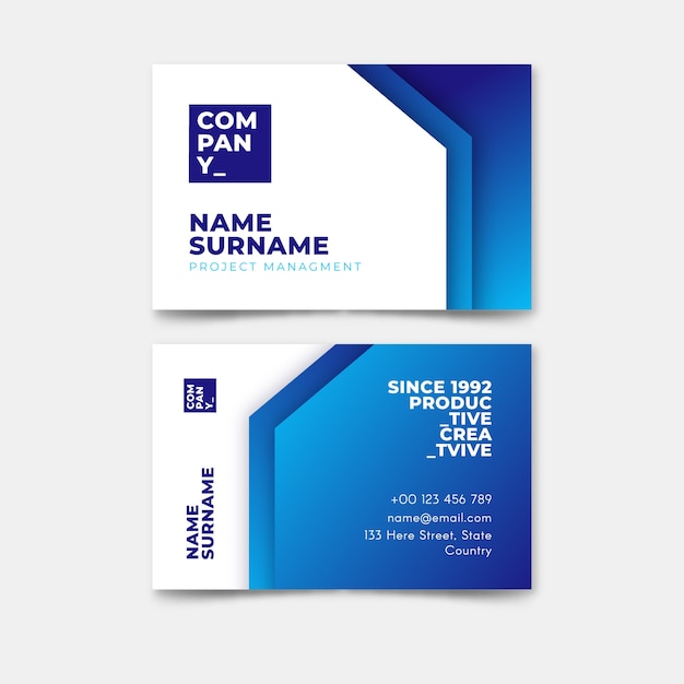 Abstract classic blue business card template