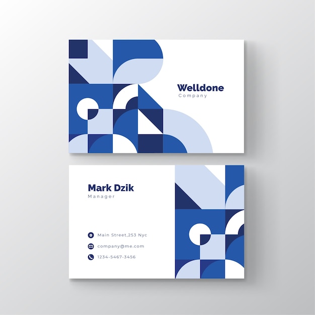 Abstract classic blue business card template