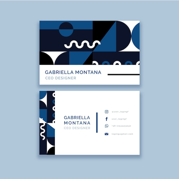 Abstract classic blue business card template