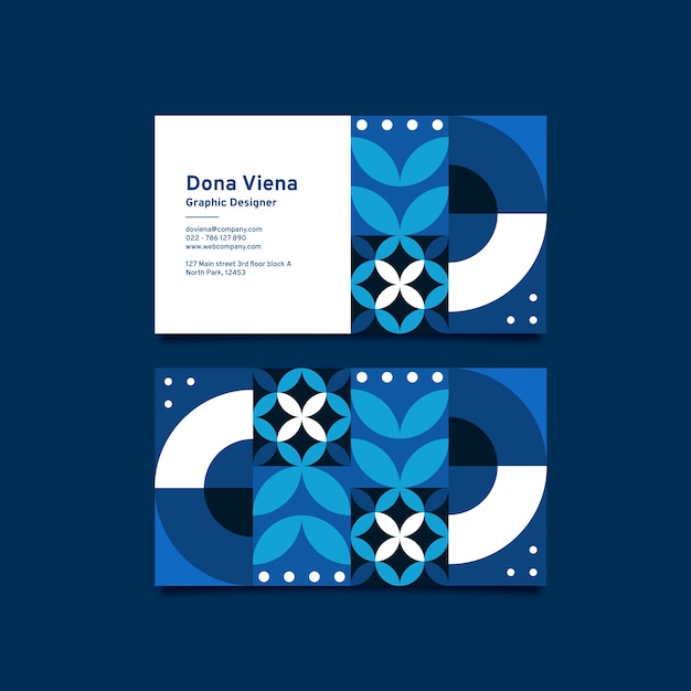 Abstract classic blue business card template