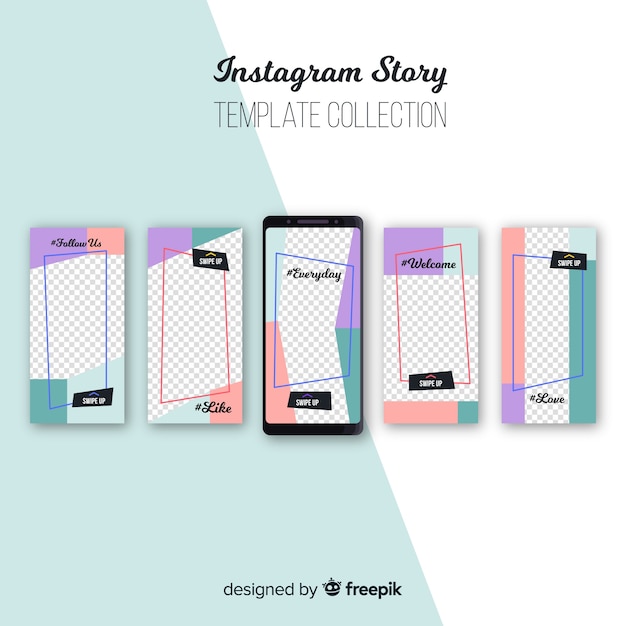 Free vector abstract collection of instagram stories templates