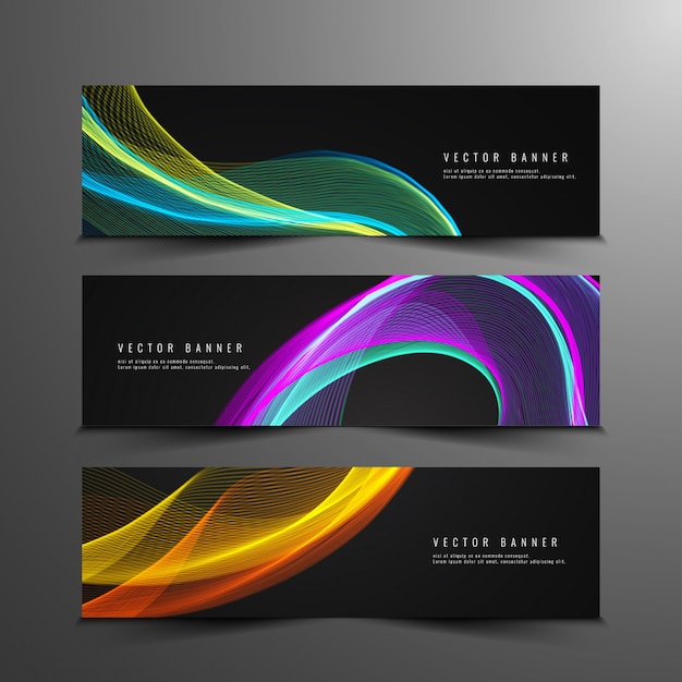 Abstract colorful bright wavy banners