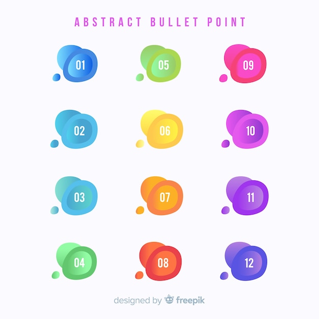 Abstract colorful bullet point collection