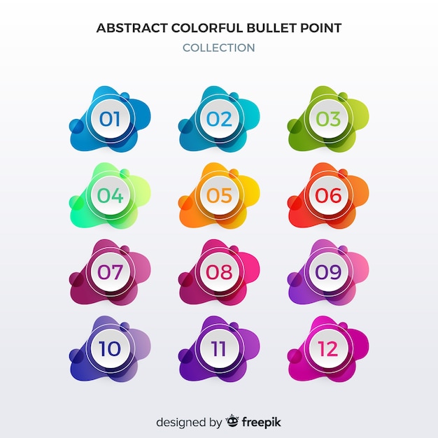 Abstract colorful bullet point collection