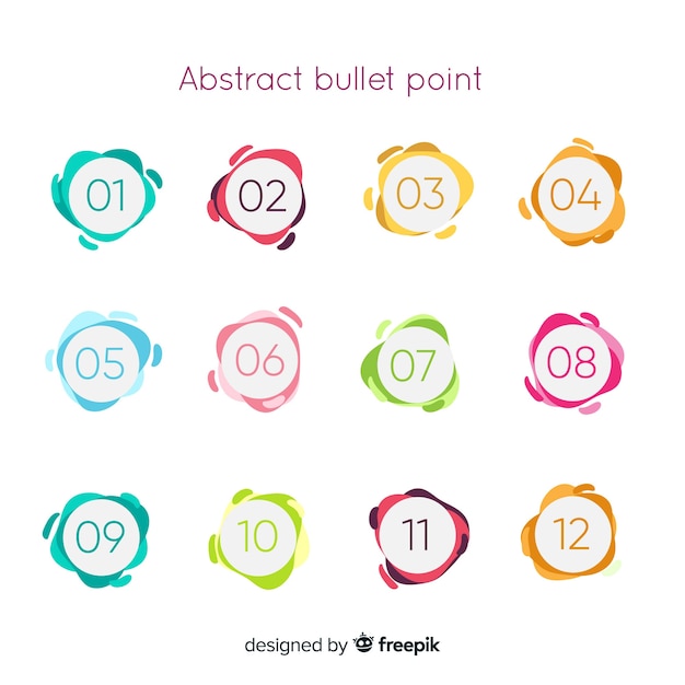 Abstract colorful bullet point collection