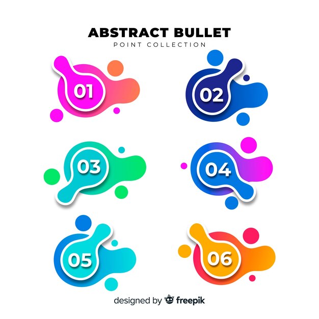 Abstract colorful bullet point collection