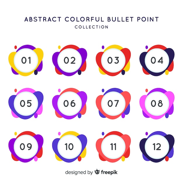 Abstract colorful bullet point collection