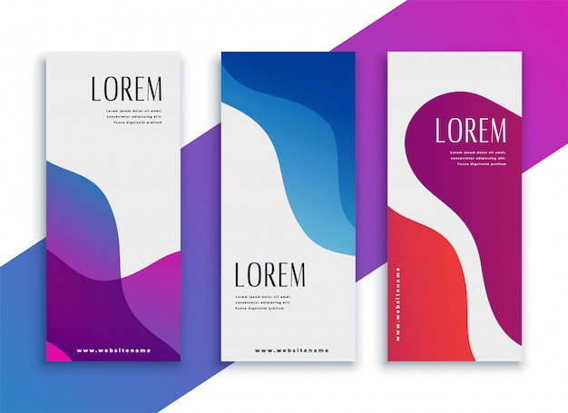 Abstract colorful curve shape banners set