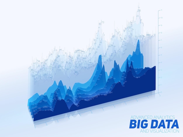 Free Vector abstract colorful financial big data graph visualization.