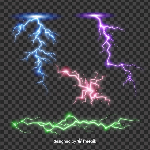 Free Vector abstract colorful lightning collection on simple background