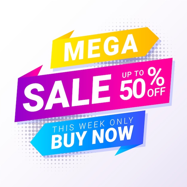 Abstract colorful mega sale discount banner