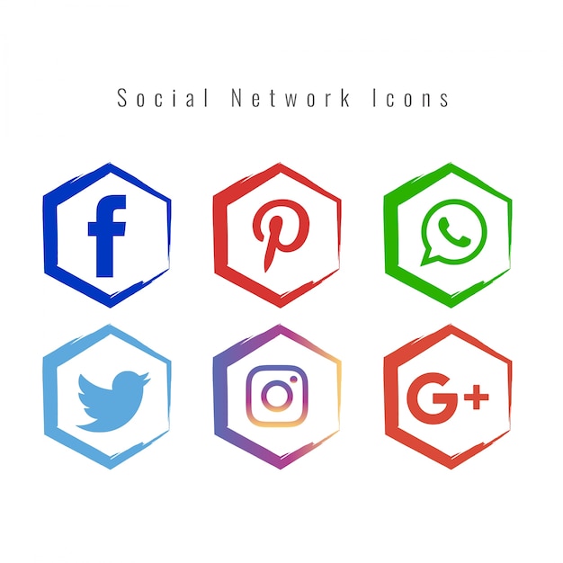 Abstract colorful social media icons set