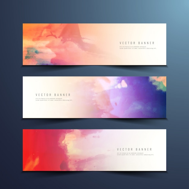 Free Vector abstract colorful watercolor banners