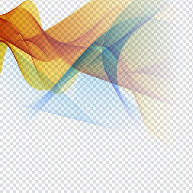 Abstract colorful waves on transparent background