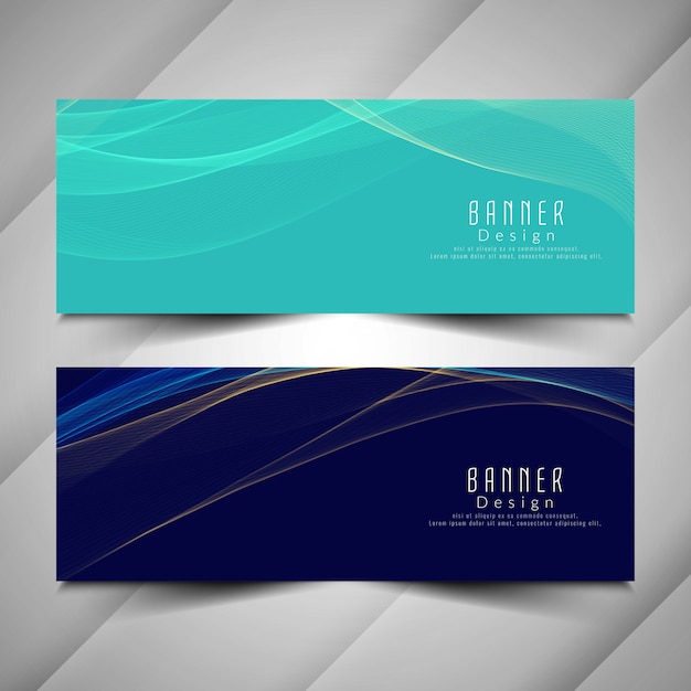 Abstract colorful wavy banners set