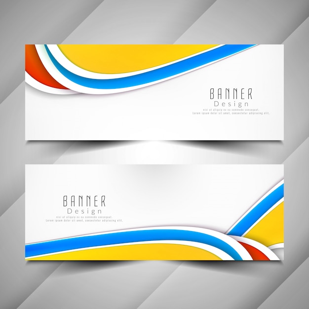 Abstract colorful wavy banners set