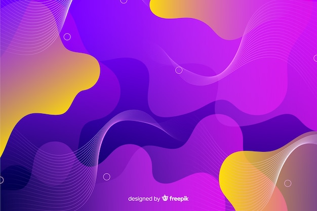 Abstract composition of purple gradient liquid shapes background