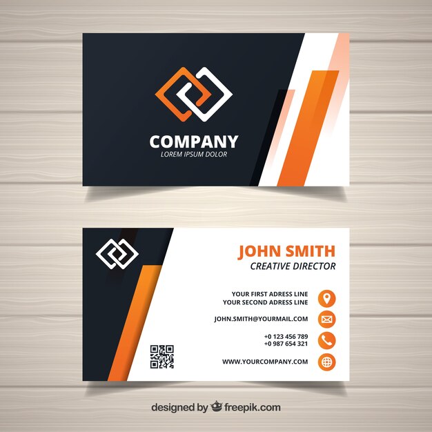 Abstract corporate card with orange details