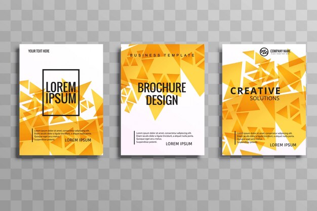 Abstract creative orange polygon brochure set flyer design