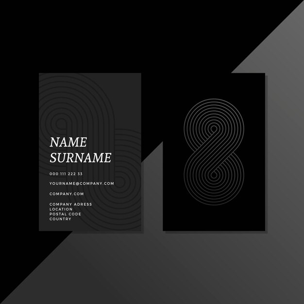 Abstract curvy lines monochrome business cards