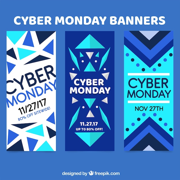 Free Vector abstract cyber monday banners in flat design