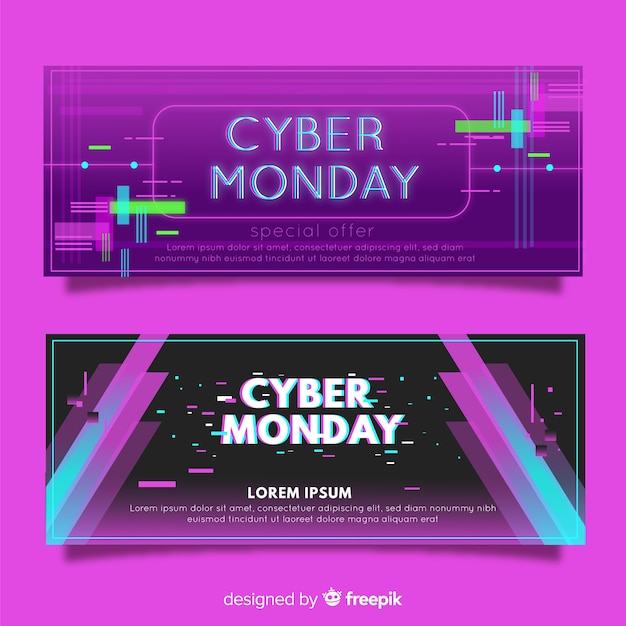 Free Vector abstract cyber monday sale banner collection