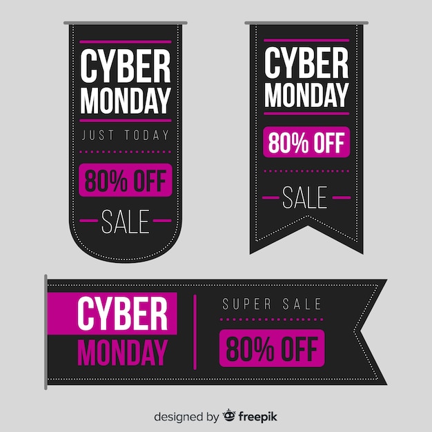 Free Vector abstract cyber monday sales banner set