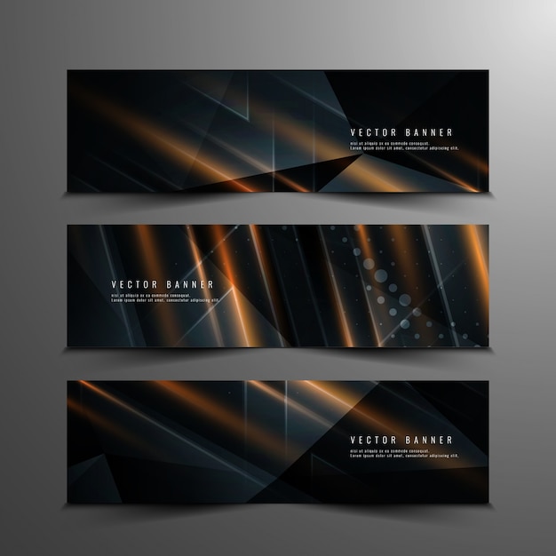 Free Vector abstract dark banners with orange shapes