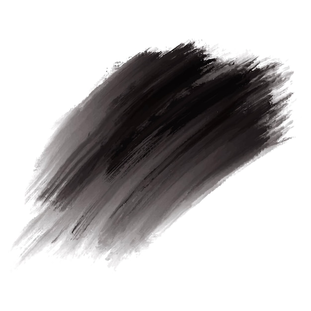 Abstract dark black watercolor brush stroke on white background