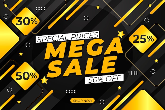 Abstract dark sales background with mega sale