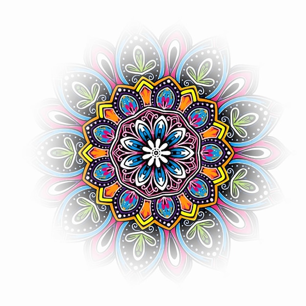 Free vector abstract decorative colorful mandala on white background