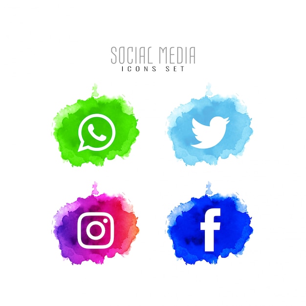 Free Vector abstract decorative social media icons design set