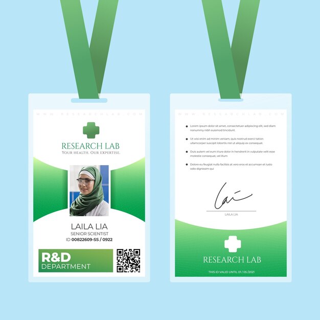 Abstract design green id cards template